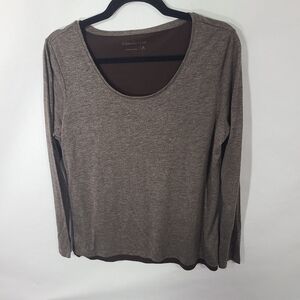 Coldwater Creek Women's Size M Two Tone Brown‎ Top Shirt Long Sleeve